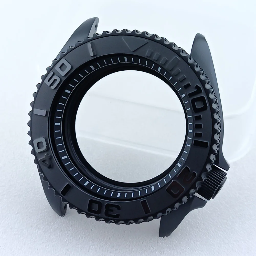 42 mm NH35-Gehäuse, 22 mm Uhrenarmband, konvexes Saphirglas, schwarz, silbrig, matt, wasserdichtes Edelstahlgehäuse, passend für NH35/36-Uhrenbox Image