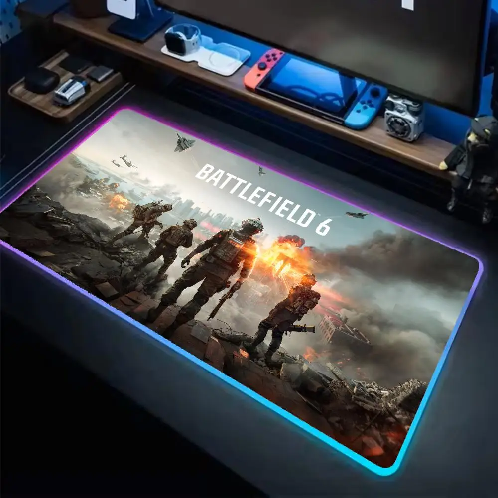 Battlefield 6-Mauspad, Anime-Gaming-Mauspad, LED-Tischpads, hintergrundbeleuchtete Gummi-Desktop-XXL-RGB-Schreibtischmatten Image