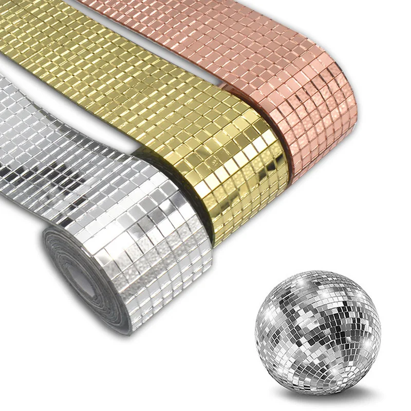 1PCS Disco Ball Spiegel Aufkleber Selbstklebende Handgemachte Glas Mosaik Set Quadratische Fliesen Spiegel für DIY Party Decor kollagen Handwerk
