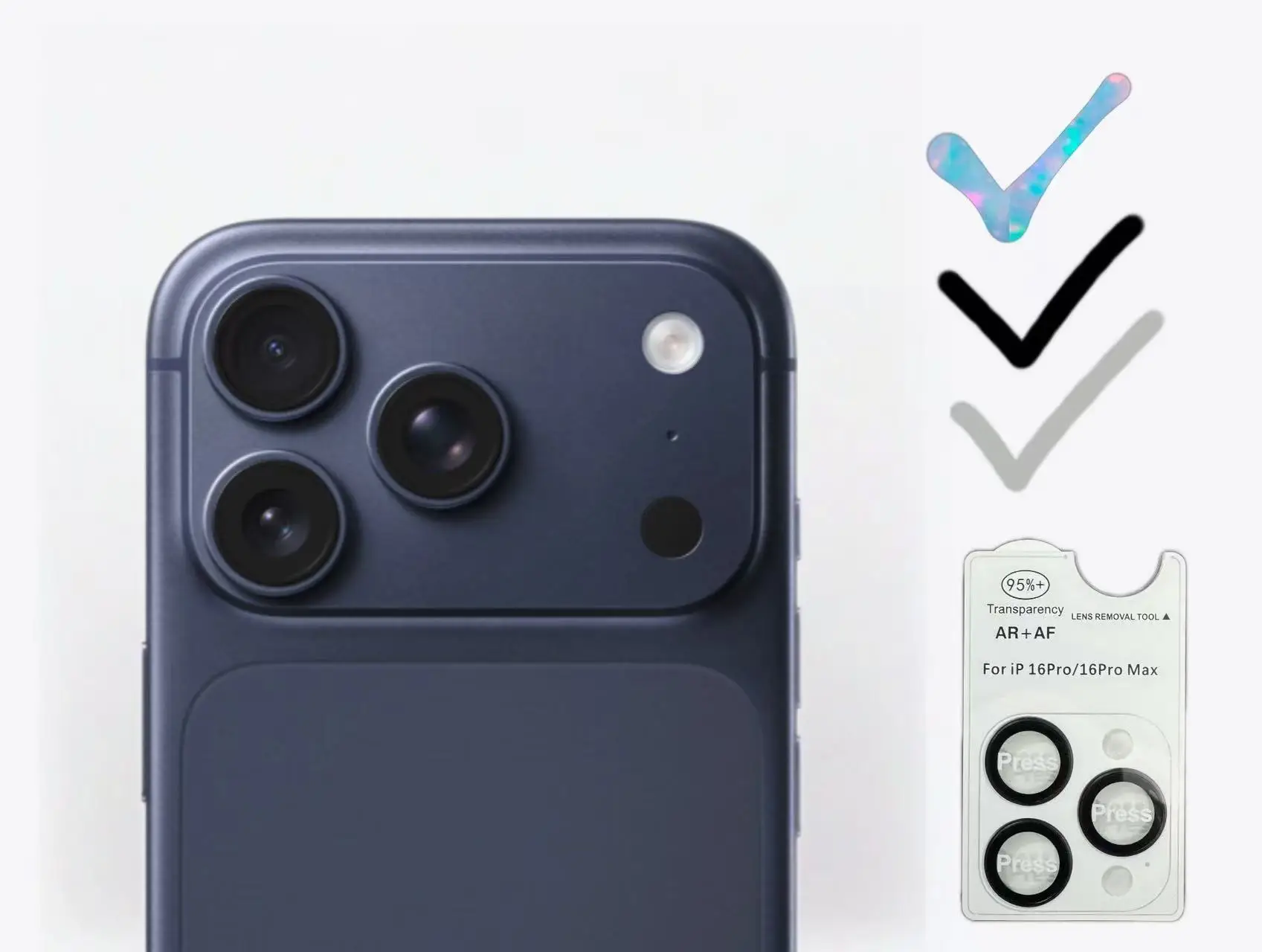 Geeignet für Apple iPhone 17 16 16e 15 14 13 Pro Max Mini Plus Kameraobjektiv Schutzfolie Gehärtetes Glas Abnehmbarer Standort Image