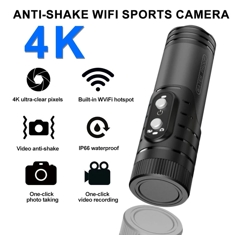 Anti Shake Shotgun Kamera 4K 1080P Outdoor Jagd Kamera Sport DV WiFi Motorrad Fahrrad Helm Kamera Action cam Mit Taschenlampe Image