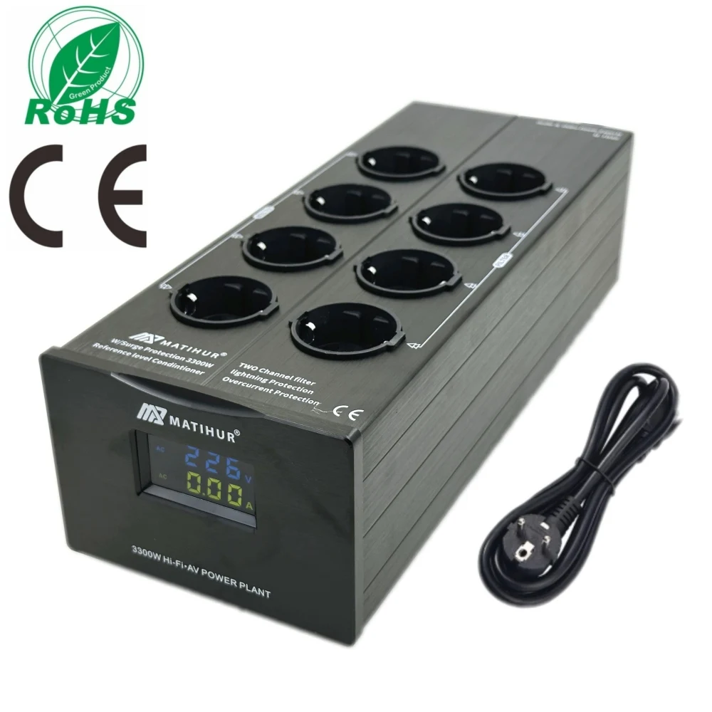 Hifi MATIHUR M-TR80 Audio Noise AC Power Filter Power Conditioner Power Purifier Surge Schutz mit EU Outlets Power Streifen Image
