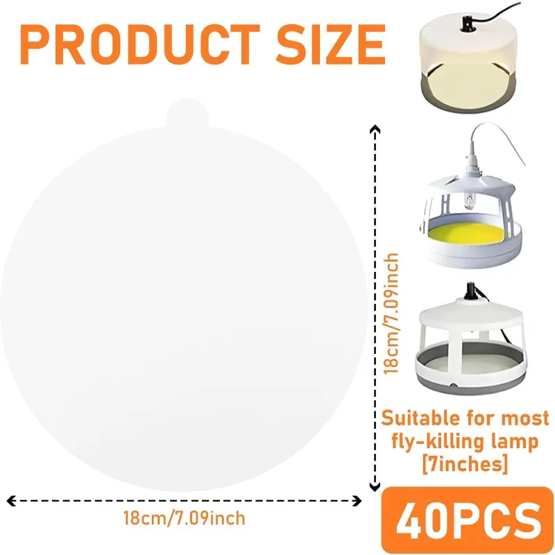 40 Stück 18 cm/7,6 Zoll Flohlampe, klebrige Pads, Mückenfalle, klebriges Papier, runde klebrige Pads, Flohfalle für Wohnzimmer, Schlafzimmer, Flur Image