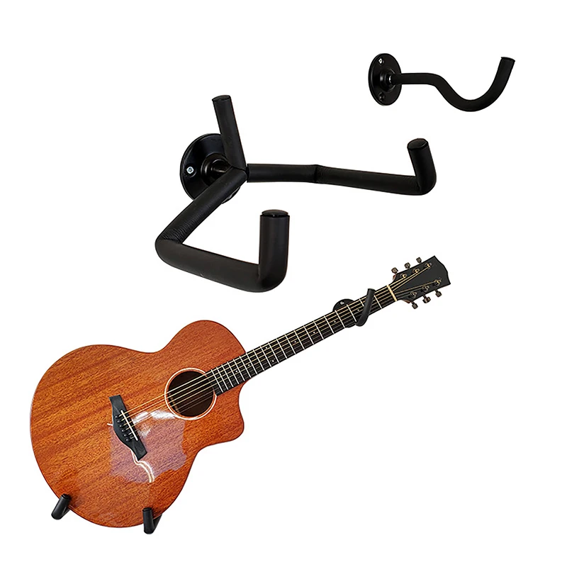 1PC Horizontale Schwarz Metall Gitarre Wand Halterung Aufhänger Stehen Für Akustische Gitarre Bass Violen Mandolinen Lamellen Display Unterstützung Image