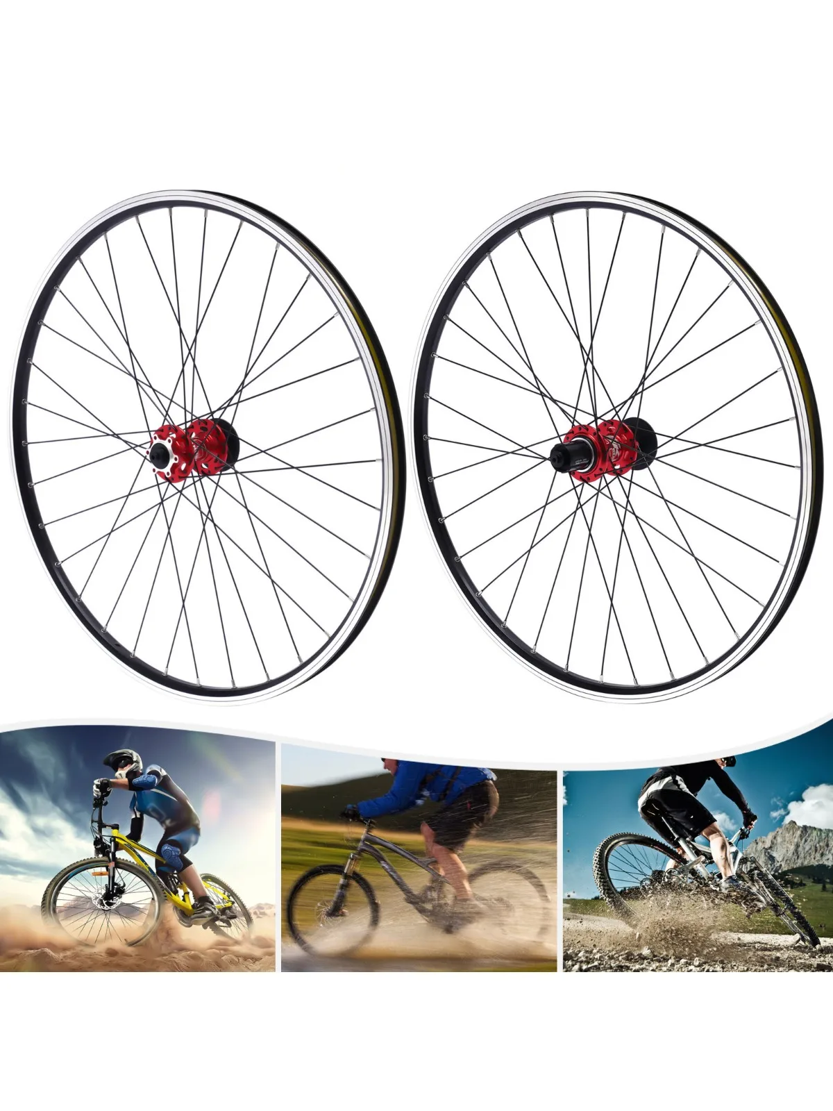 27,5 Zoll Aluminiumlegierung MTB Fahrrad Scheibenbremse Rote Nabe Schnellspanner Vorderrad-Hinterradsatz 200 kg Last für 7/8/9/10/11/12S Kassette