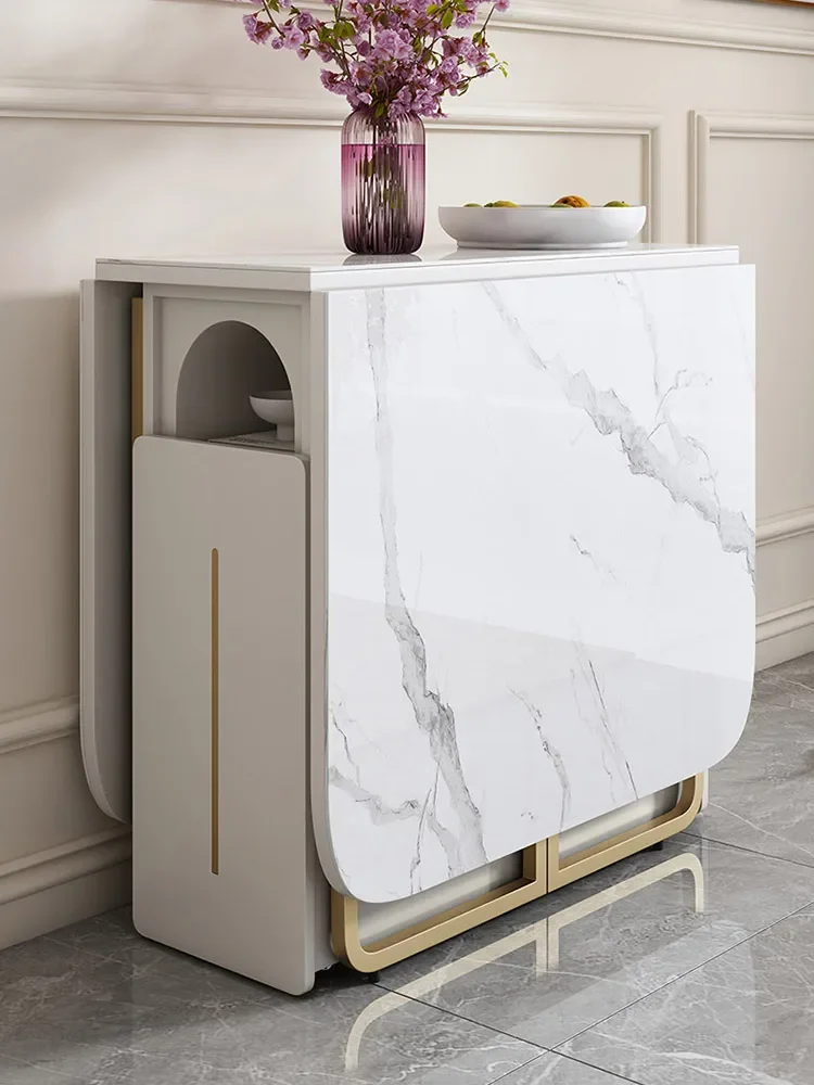 Wunderschöne, leichte und luxuriöse Klapptisch- und Stuhlkombination, kleiner Esstisch aus Schiefer und ausziehbarer Typ Image