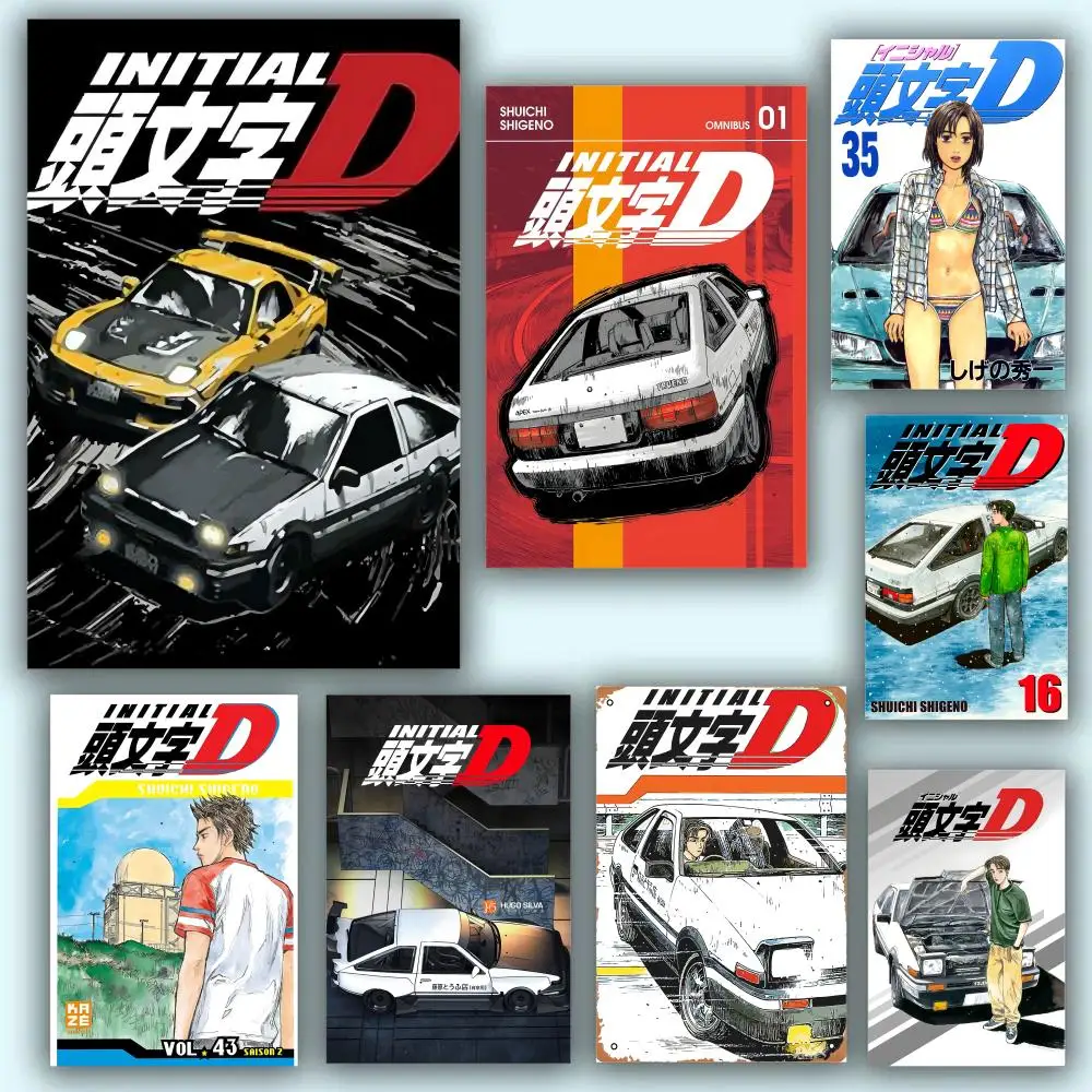 Poster HD Anime Hot Theme Sänger/OST/Film-Wasserdicht Selbstklebende Heimdekoration JapanVintagel-Initial D Anime Image
