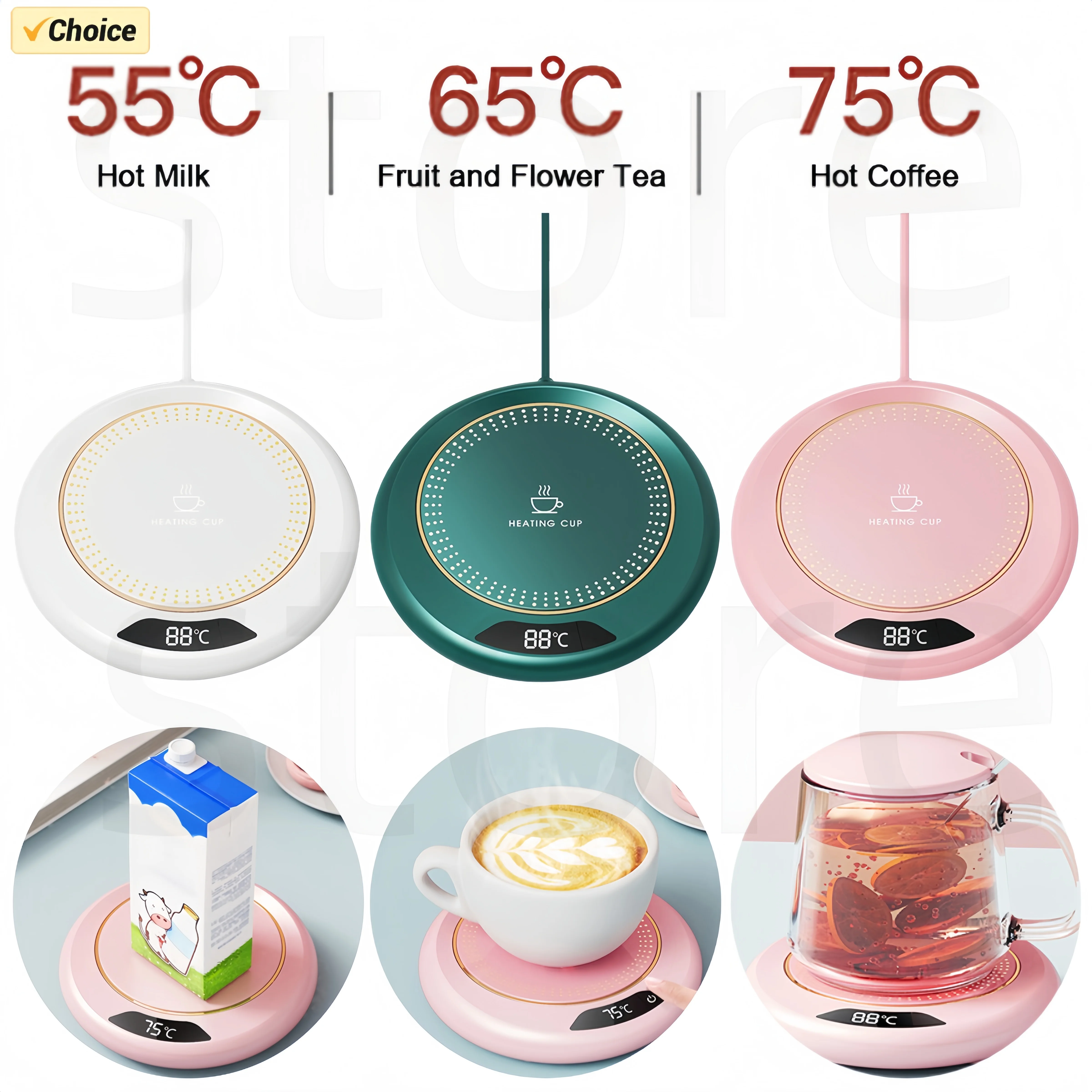 USB-Tassenwärmer, Kaffeetasse, Heizuntersetzer, 3 Temperatureinstellungen, thermostatische Heizplatte, Milch, Tee, Wasser, Heizkissen, Tassenheizung Image