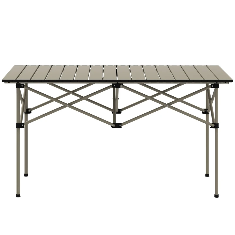 Campingtisch, Klapptisch mit aufrollbarer Tischplatte, X-Rahmen, Gartentisch aus Aluminium, leicht, Beistelltisch für 2 Personen Image