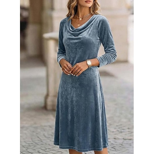 Damen Minikleid Samtkleid Partykleid Cocktailkleid Elegant Modern Abendgesellschaft Party Cocktailparty Normale Passform Einfach Langarm V Ausschnitt Blau Wein Dunkelgrün Purpur Herbst Winter Image