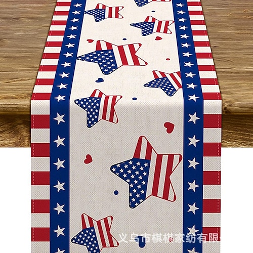 Tischläufer aus Leinen mit nordischem Muster zum 250-jährigen Jubiläum der USA – elegante Vintage-Tischdecke für Zuhause und die Feierlichkeiten zum Unabhängigkeitstag am 4. Juli. Image