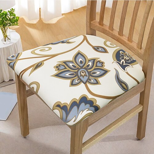 Stuhl- und Hockerbezüge aus geometrisch bedrucktem Stretch-Polyester für Zuhause, Küche und Büro Image