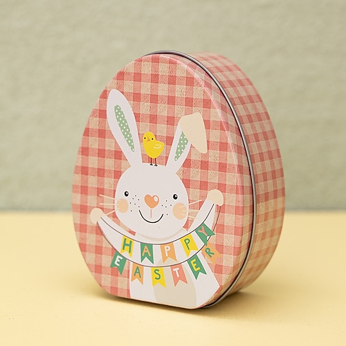 1 Stück Osterhasen-Ei-förmige Blechdose, Geschenkbox für Kinder, niedliche Metalldose für Leckereien, Gastgeschenk, Aufbewahrungsbox für Osterkörbchen Image