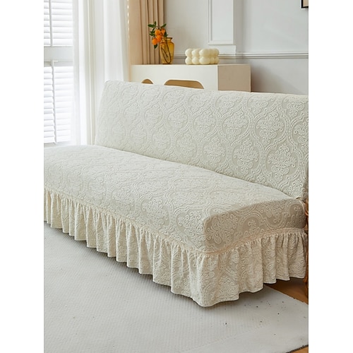 1 Stück hochelastischer Jacquard-Samt-Sofa-Schlafbezug im Rockstil, vollständig faltbar, armlos, mit integriertem Ganzjahres-Sofabezug für Wohnzimmer und Zuhause Image