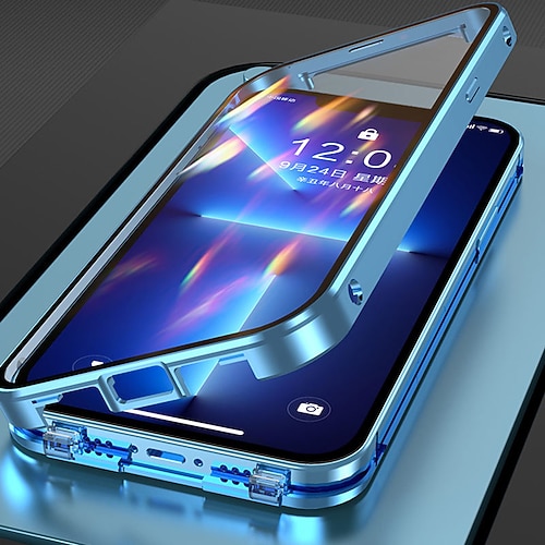 Handy Hülle Handyhüllen Für iPhone 17 Pro Max 17 Air 16 15 14 Pro Max Plus Magnetische Adsorption Kristallklar Abnehmbar Transparent Magnetisch Rüstung Gehärtetes Glas Metall Image