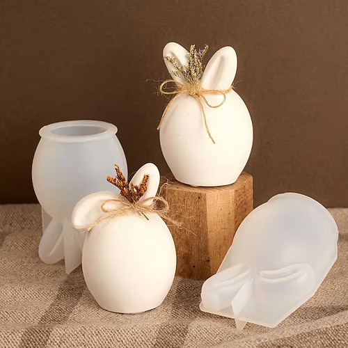 2 Stück Silikonformen für Osterhaseneier, ideal für Osterkerzen, Duftkerzen aus Kaninchenei-Gips, perfekt für DIY-Kerzen, Gips- und Harzbastelarbeiten, Osterdekoration, Ostergeschenke und Image