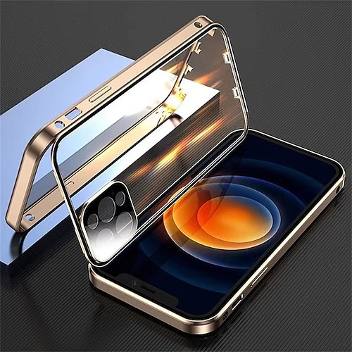Handy Hülle Handyhüllen Für iPhone 17 Pro Max 17 Air 16 15 14 Pro Max Plus Magnetische Adsorption Kristallklar Abnehmbar Transparent Magnetisch Rüstung Gehärtetes Glas Metall Image