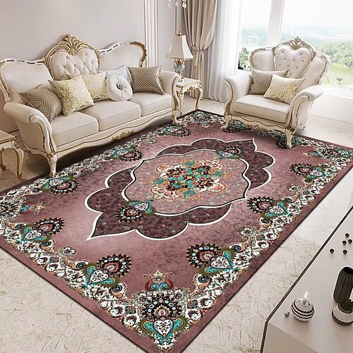 Teppich in Kaschmiroptik, amerikanischer Luxusstil für Wohn- und Schlafzimmer, nordische Vintage-Fußmatte, persischer Ethno-Teppich für den Nachttisch, weiche und elegante Fußmatte für die Image