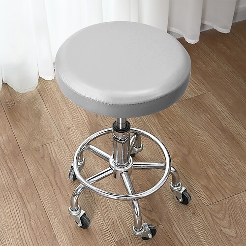 Runde Stuhlhussen aus robustem PU-Leder (1/2/4/6 Stück), elastische, waschbare Stuhlsitzbezüge für Esszimmerstühle, Küche und Restaurant Partydekoration Image