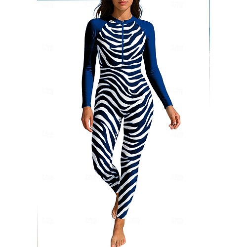 Damen Anti UV Shirt Ganzkörper-Bademode Diveskin-Anzug Blumenmuster Frontreißverschluss UPF50 Schnelltrocknend Hohe Elastizität Langarm Bademode Surfen Tauchen Schnorcheln Sommer Image
