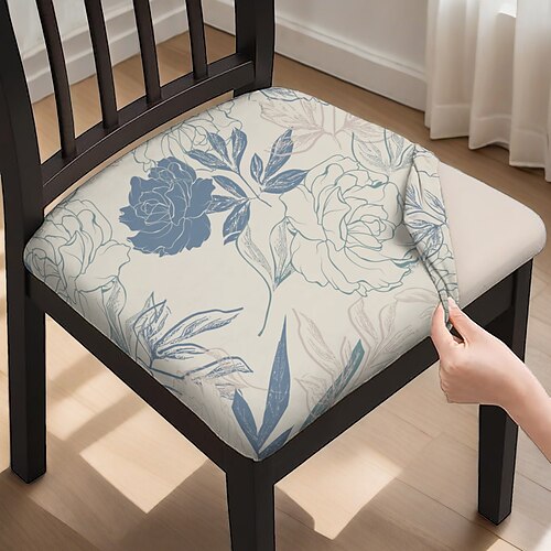 Stuhlhussen für Esszimmerstühle und Hocker, geometrisch bedruckte Stretch-Polyester-Überzüge für Zuhause, Küche und Büro Image