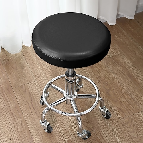 Runde Stuhlhussen aus robustem PU-Leder (1/2/4/6 Stück), elastische, waschbare Stuhlsitzbezüge für Esszimmerstühle, Küche und Restaurant Partydekoration Image