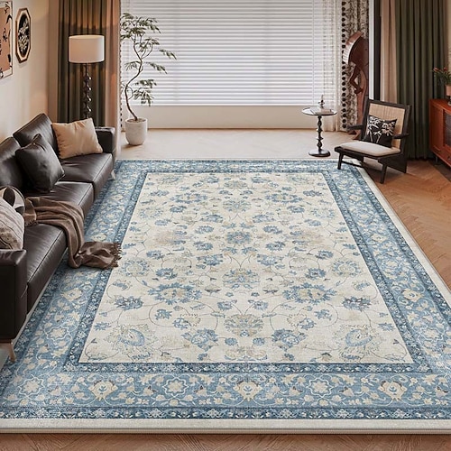Amerikanischer Vintage-Teppich fürs Wohnzimmer, pflegeleichter Kunstkaschmirteppich, strapazierfähig, weich und komfortabel, ideal für Zuhause, stilvoller und praktischer Teppich Image