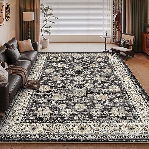 Amerikanischer Vintage-Teppich fürs Wohnzimmer, pflegeleichter Kunstkaschmirteppich, strapazierfähig, weich und komfortabel, ideal für Zuhause, stilvoller und praktischer Teppich Image