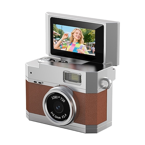 Neue Daumengroße Klappbildschirm Mini-Kamera Retro Digitalkamera Mini mit Lanyard 180 Klappbildschirm Videomodus Multi-Stil Schönheitsfilter Valentinstagsgeschenk