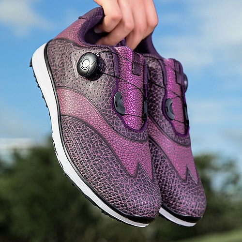 Lila Herren-Golfschuhe – stilvoll und bequem mit Boa-Verschlusssystem, ideal zum Golfen, für Outdoor-Aktivitäten und Freizeitkleidung Image