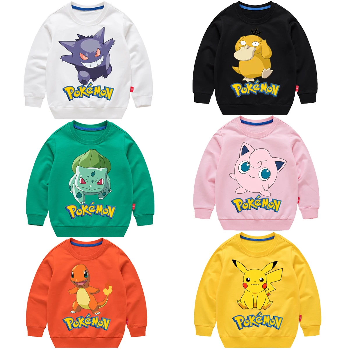 Kleidung für Pokemon Squirtle Bulbasaur Jigglypuff Charmander Gengar Anime Kinder Rundhals Langarm Hoodie Jacke Image