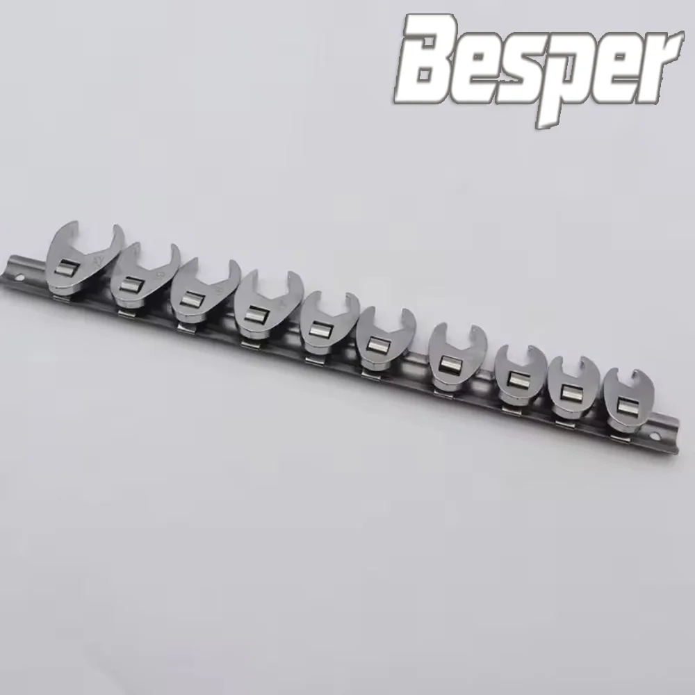 Nouveau Haute qualité 10 pièces 3/8 pouces clé pied-de-biche 3/8 pouces entraînement en acier au carbone clé à extrémité ouverte métrique pied klaxon clé tête