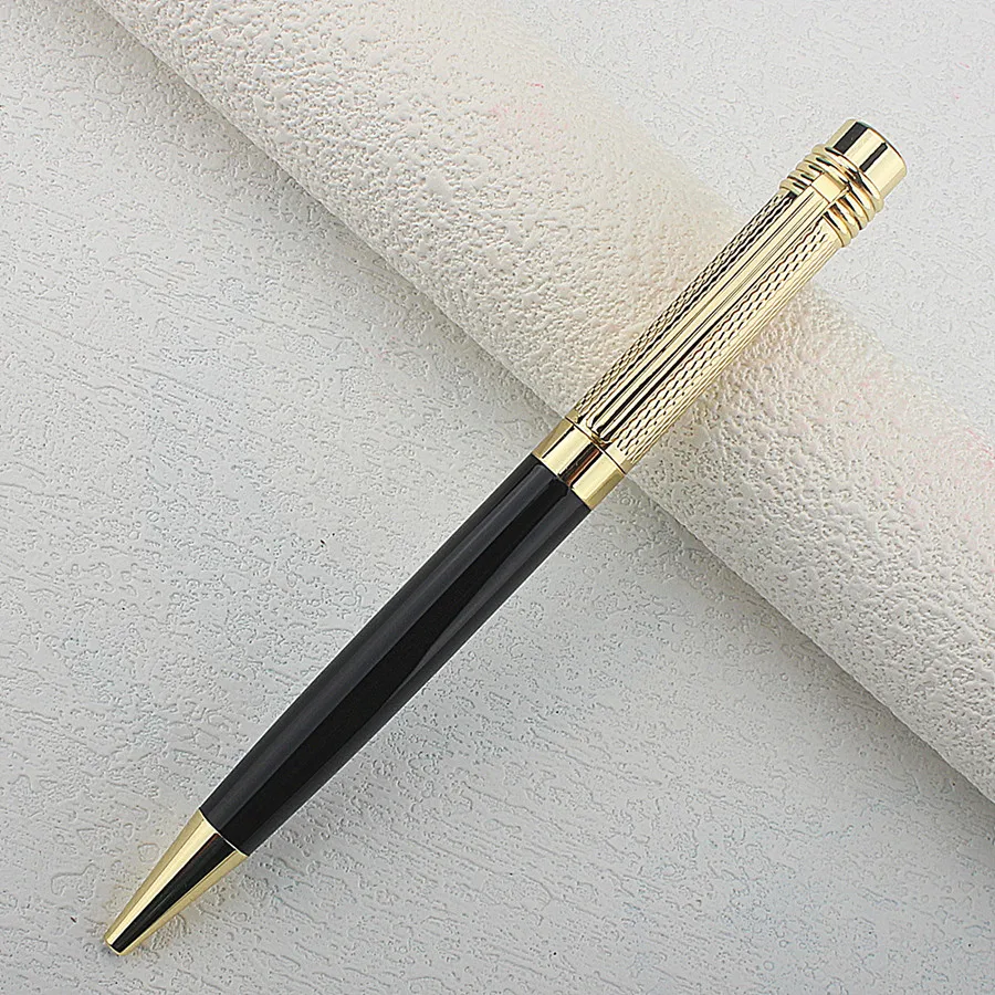 Luxus ball stift Platin Goldene Schlanken körper schule Geschnitzten muster Business büro Medium nib Kugelschreiber Neue Image
