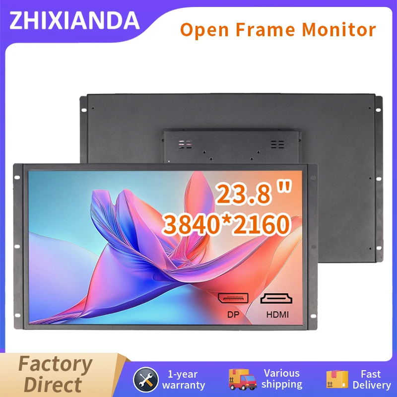 24 Zoll 3840 * 2160 Open-Frame-Monitor 4K kapazitive Touch-Funktion Industrielles LCD-Display mit HDMI DP Typ-C-Schnittstelle Image