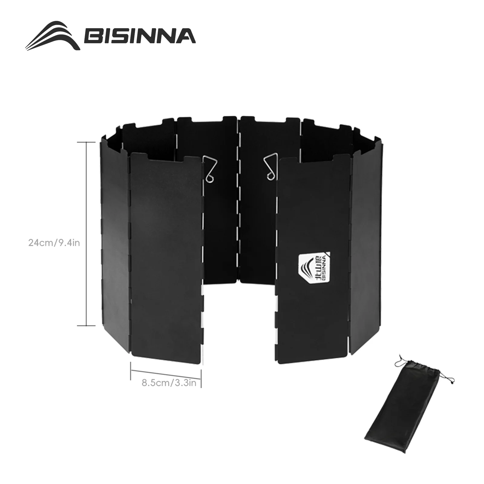 BISINNA 10-Platten faltbare Gasherd-Windschutzscheibe, ultraleichter Brenner, winddichter Bildschirm für Outdoor-Camping, Picknick, Wandern Image