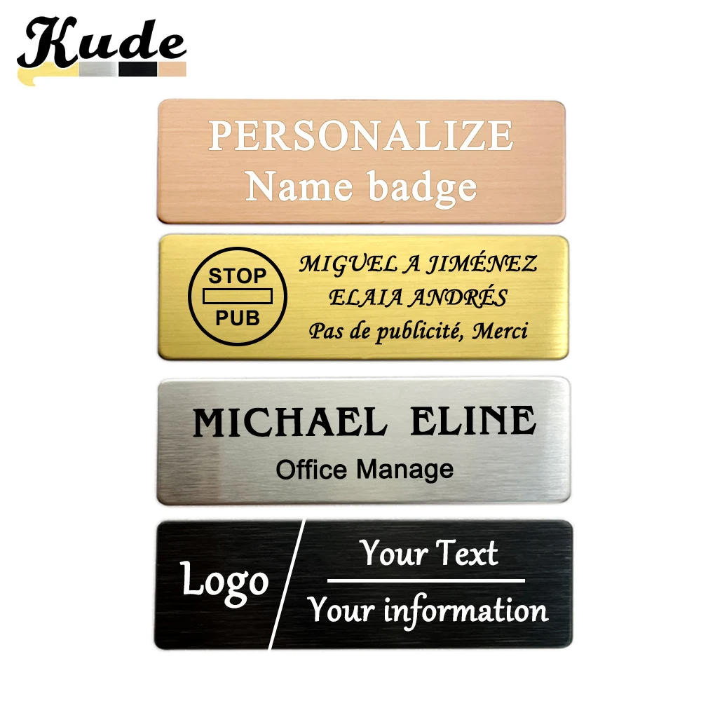 7x2.5CM inciso il tuo logo piastra di testo distintivo personalizzato personalizza spilla pin nastro biadesivo magnete ID porta parete cassetta postale nome tag