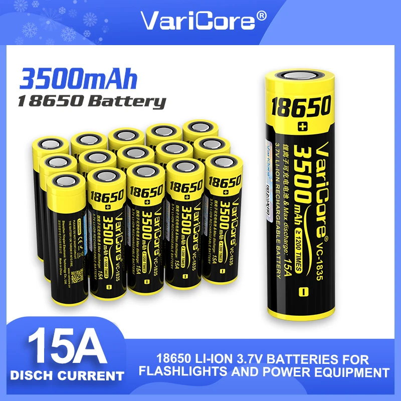 Neue VariCore VC-1835 18650 Batterie 3,7 V 3500 mAh wiederaufladbare Lithiumbatterie für LED-Taschenlampe + DIY Spitz Image