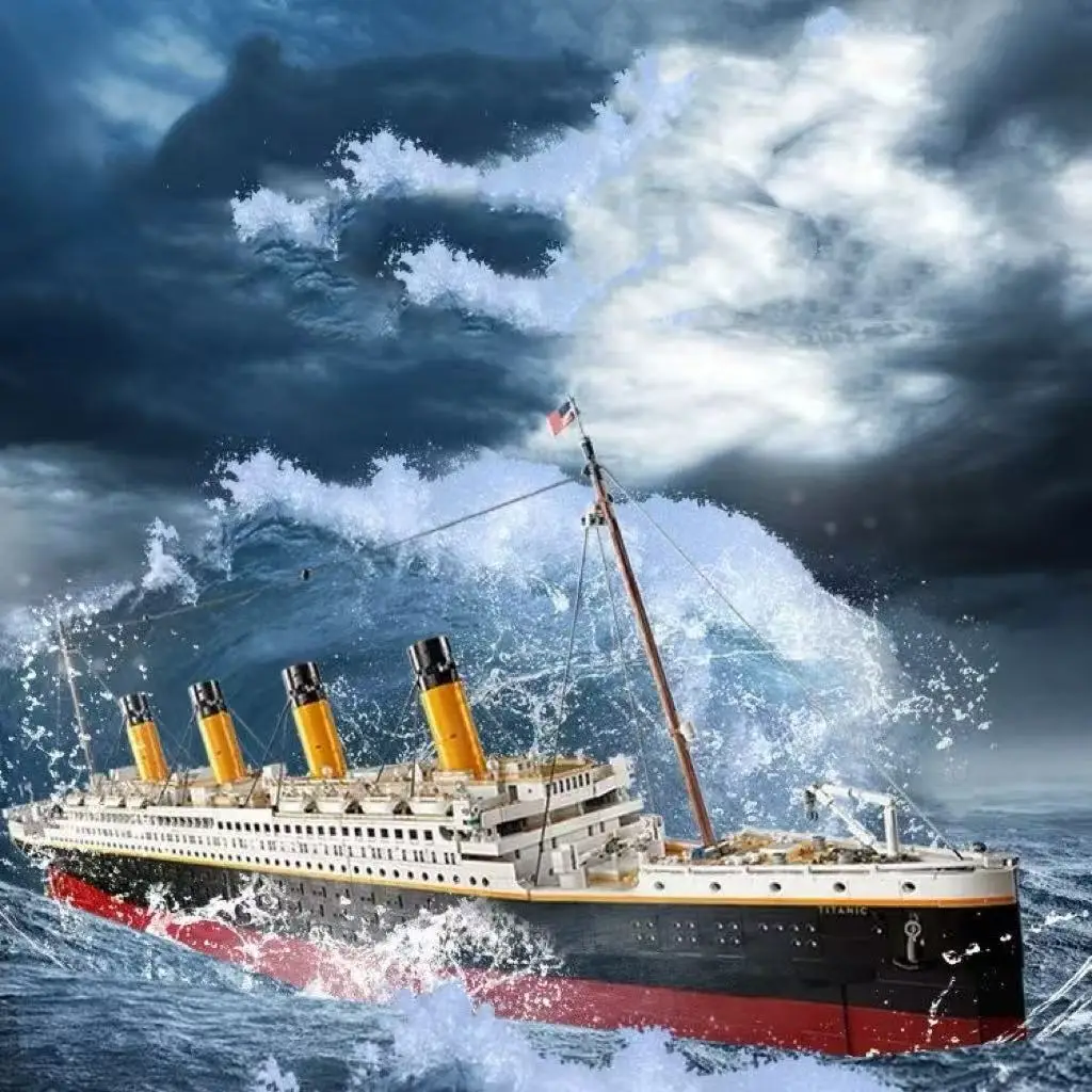 Titanic Kreuzfahrtschiff-Bausteine, Sammlung der Filmserien mit Originalverpackung, großes Ziegelset, kreatives Konstruktionsspielzeug, Geschenk Image