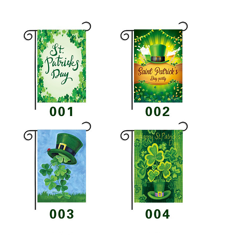 St Patrick's Day Irish Garden Flag, Shamrock Design, Festive Holiday Decoration for Yard, St. Patrick's Day Atmosphere, Outdoor Garden Party Decor.