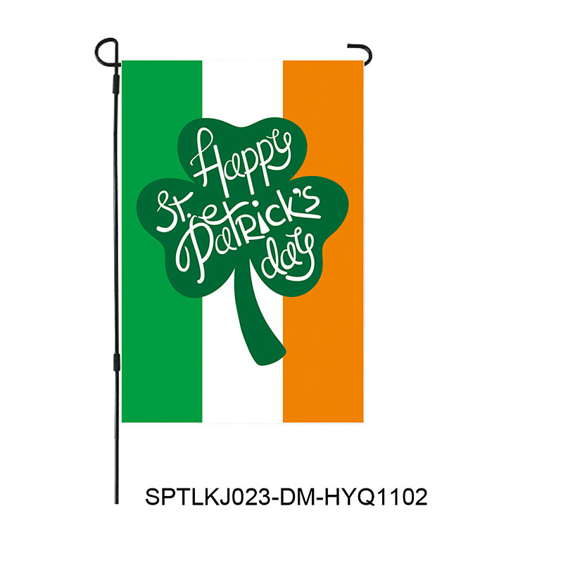St Patrick's Day Irish Garden Flag, Shamrock Design, Festive Holiday Decoration for Yard, St. Patrick's Day Atmosphere, Outdoor Garden Party Decor.