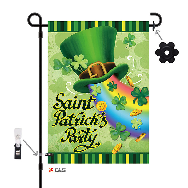 St Patrick's Day Garden Flag, Spring Yard Decoration, Irish Shamrock Design, Holiday Party Flag for Outdoor Garden, St. Patrick's Day Festival Decor.