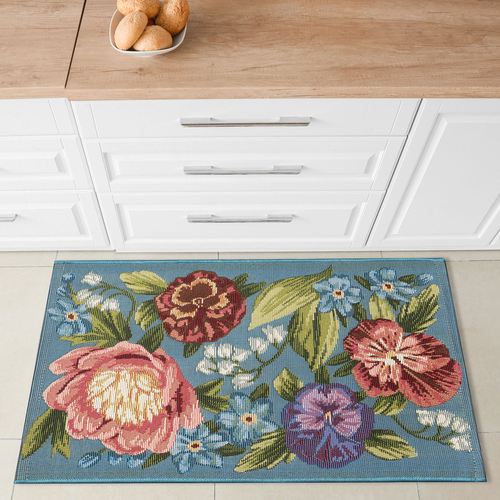 Secret Garden II Rectangle Rug, 6'6"" x 9'4"", French Blue