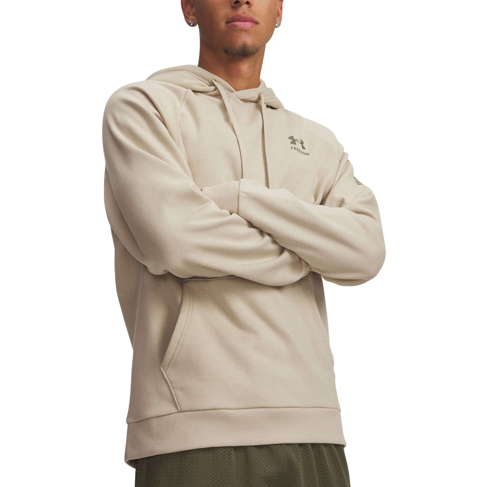 Under Armour Men's Freedom Flag Hoodie (Size XXL) Desert Sand/Marine OD Green, Cotton,Polyester
