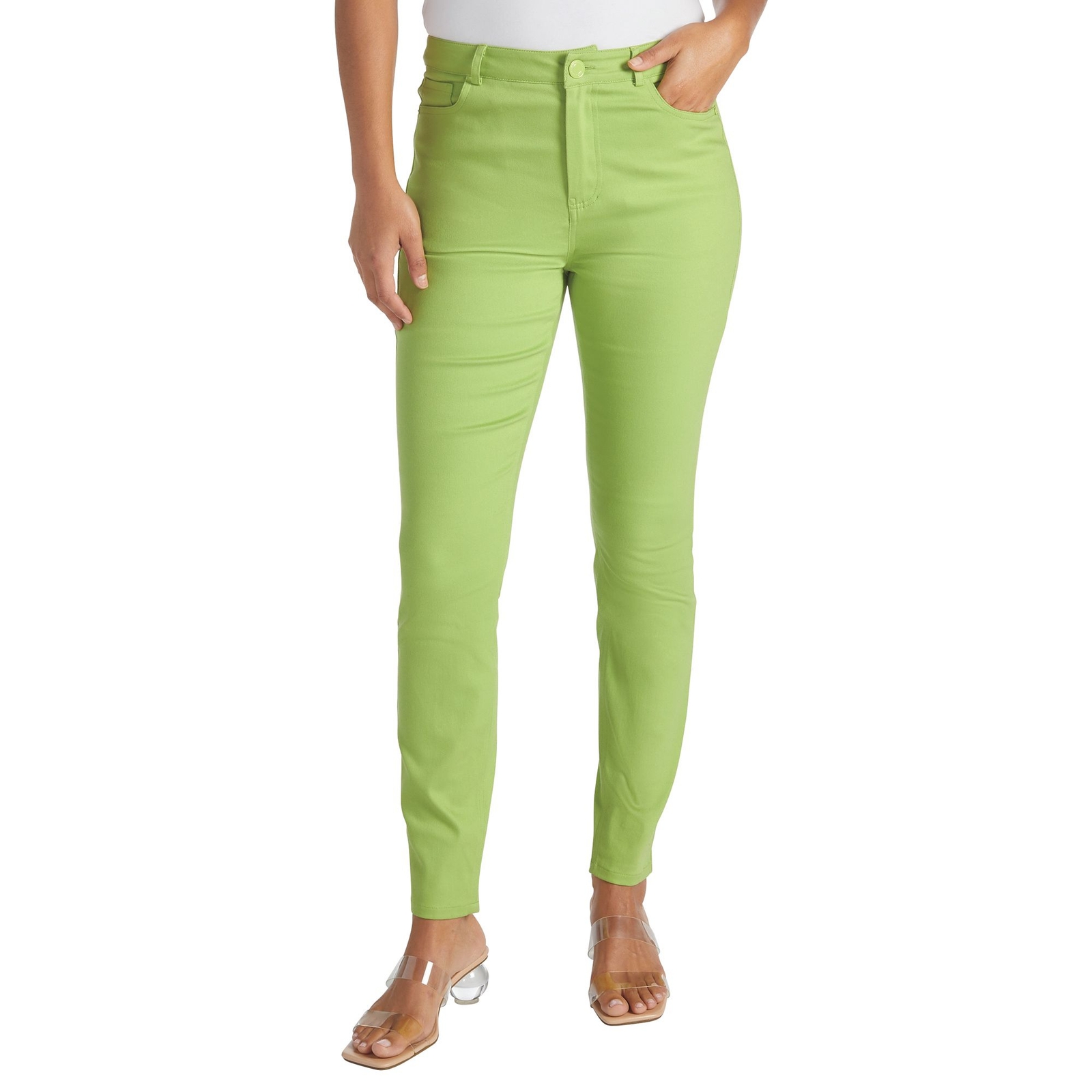 Masseys High-Rise Colored Skinny Jean (Size 6) Leaf Green, Cotton,Spandex