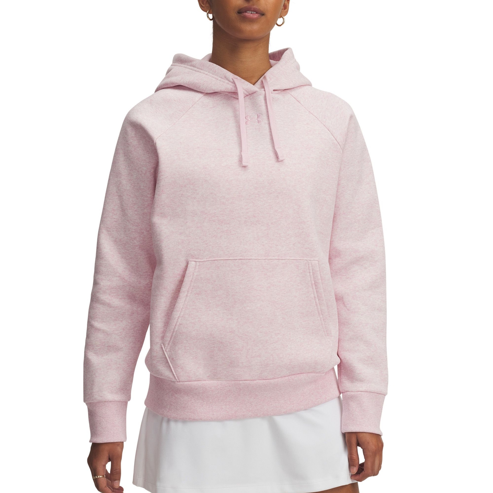Under Armour Women's Rival Fleece Hoodie (Size S) Prime Pink Light Heather/Prime Pink, Cotton,Polyester