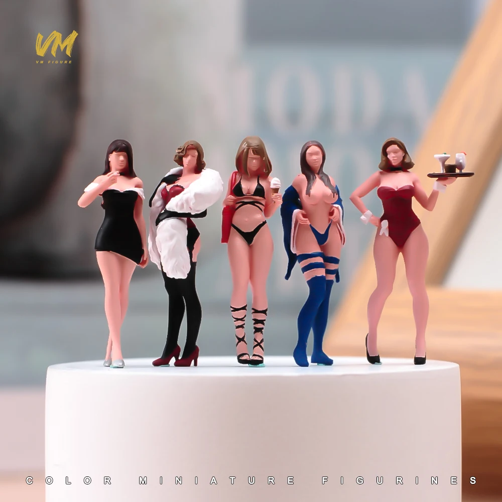 Bemalte Miniatur 1/87 1/64 1/43 1/24 1/18 Kellner Bikini Schönheit Mädchen Umhang Weibliche Figur Modell 3D Diorama Puppe Requisiten Display Image