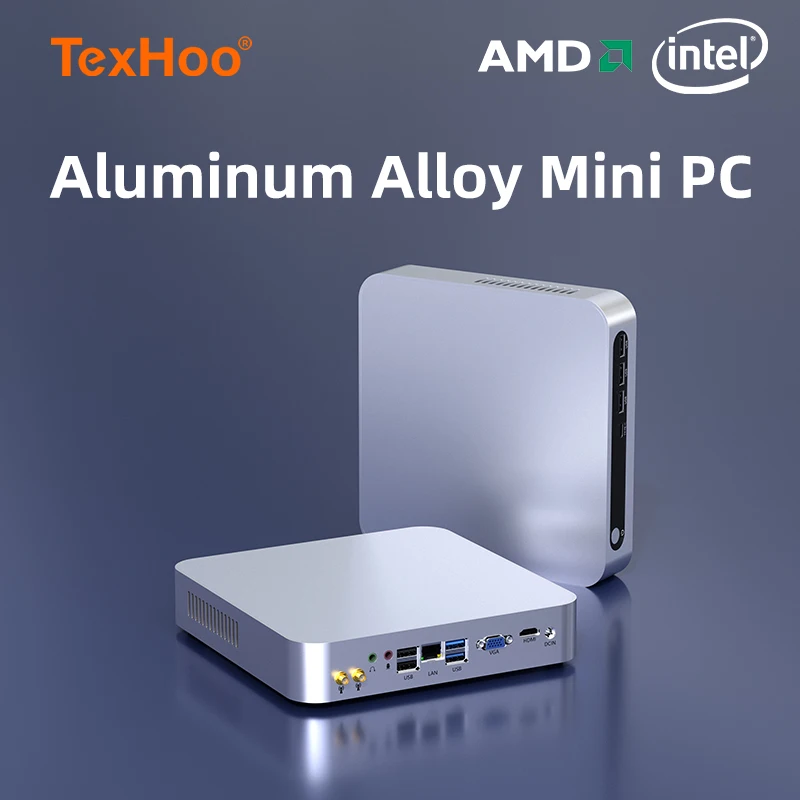 TexHoo Mini PC Intel i5-13500H i5-12450H i5-11500B i7-9750H DDR4 NVMe SSD VGA HDMI WiFi 6 BT5.2 Mini PC Desktop Computer