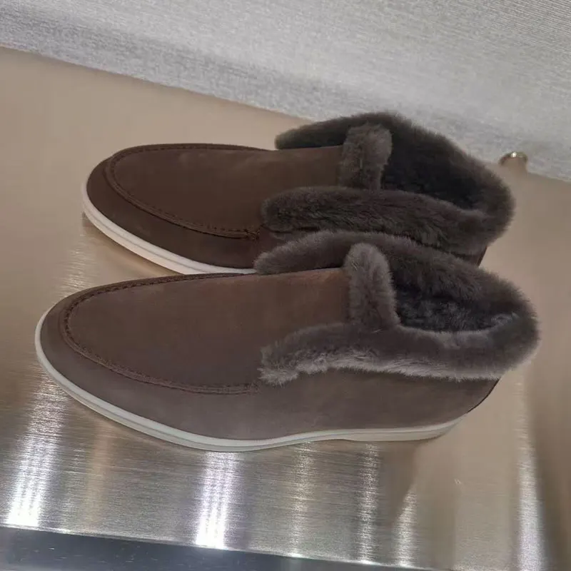 Schnee Stiefel Frauen Hohe Qualität Pelz Stiefel Wolle Streifen Warme frauen Schuh Modische Luxus Echtes Leder Ankle boot Winter Frau