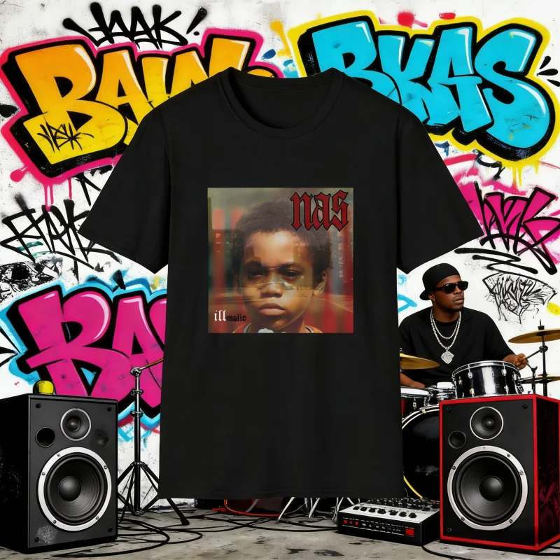 2025 Sommer Nas Illmatic Album Cover Nas Hip Hop Rap Classic Album Art Trendy Graphic Vintage Hip Hop 90er Rap Freizeit Shirt Y2k