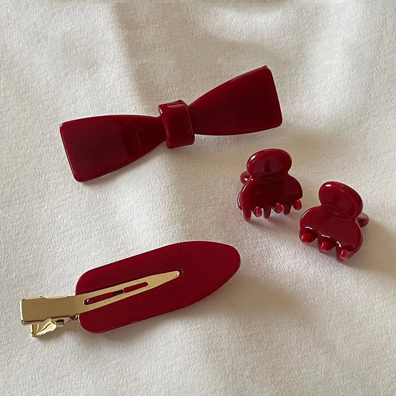 1/2 Stück Frankreich Little Gold Label Niedliche und kleine Retro-Weinrot-Mini-Pony-kleine Haarspange